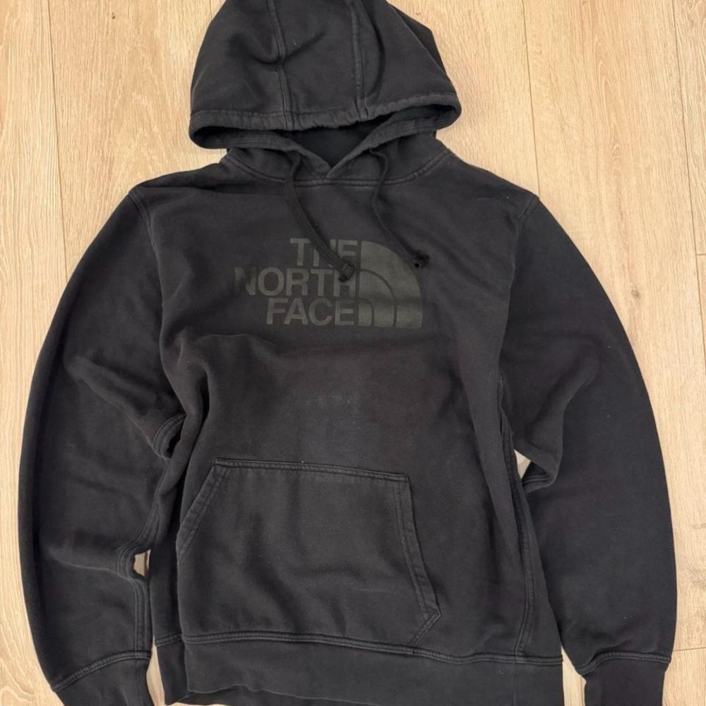 The North Face Mens Black Graphic Logo Pullover Hoodie Sweatshirt Large